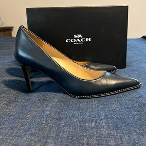 Coach Navy heels with silver studs size 8M